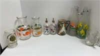 Glass vases, mugs