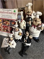 COOK BOOKS & CHEF FIGURES LOT
