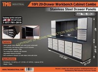 10FT HEAVY DUTY 20 DRAWER STAINLESS WORK BENCH CAB