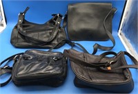 4 Used Black & Brown Leather Purses