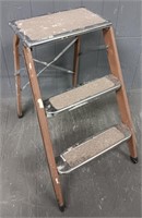 Vintage Metal Folding Step Ladder