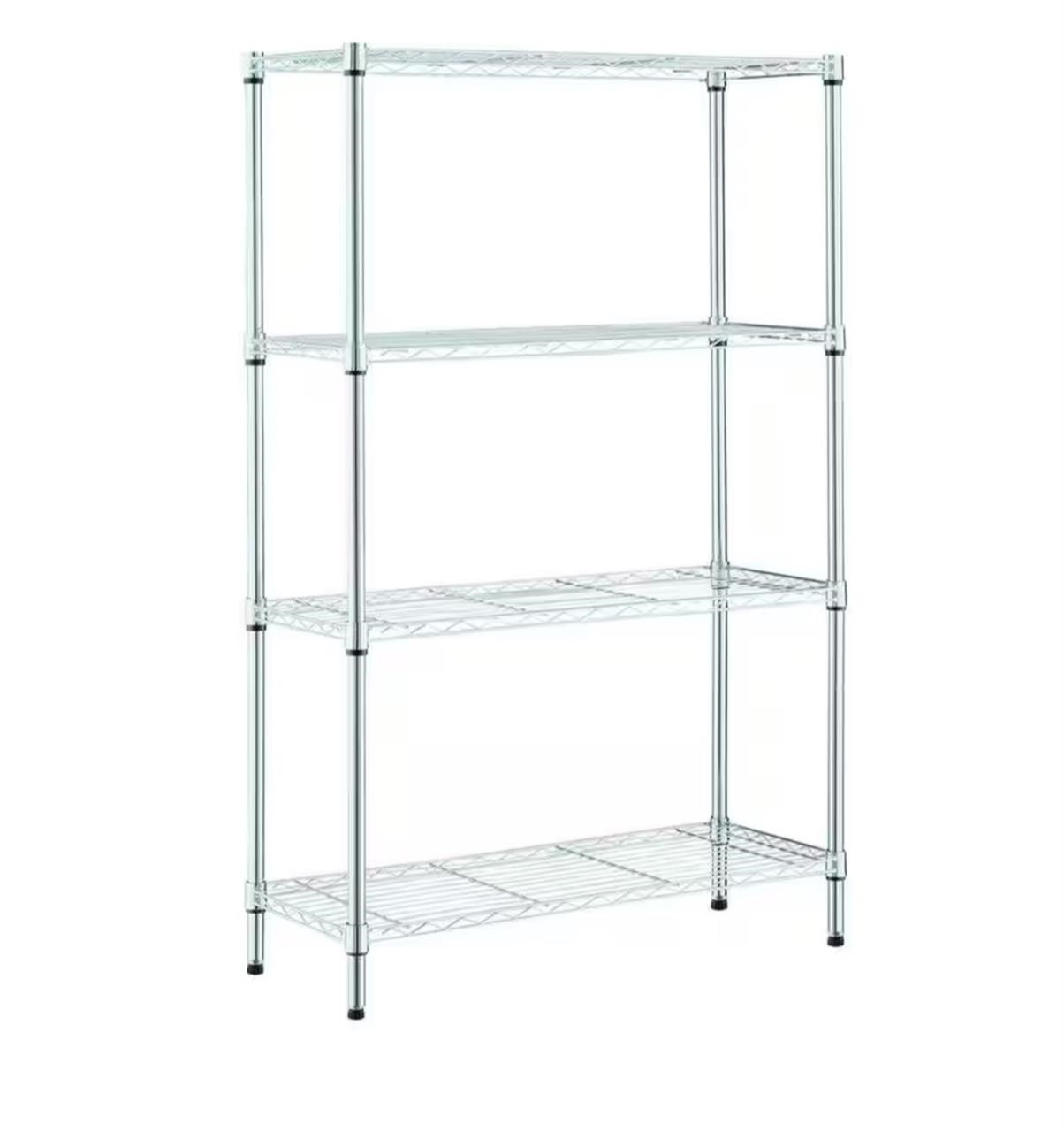 4-Tier Steel Wire Shelving Unit in Chrome