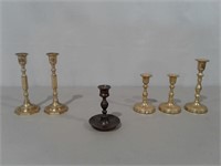 (6) Brass Candlesticks 5" & 7"