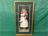 Framed Little Girl Painting