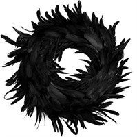 Halloween Black Natural Feather Wreath