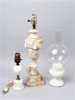 2 Marble Lamps and Candleholder