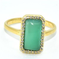 Gold plated Sil Onyx Cz(3.6ct) Ring