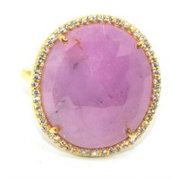 Gold plated Sil Ruby Cz(12.6ct) Ring