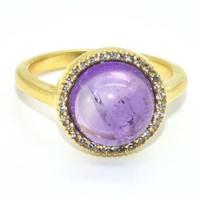 Gold plated Sil Amethyst Cz(3.75ct) Ring