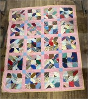 VINTAGE PATCHWORK QUILT 76"X63" 2 SIDED