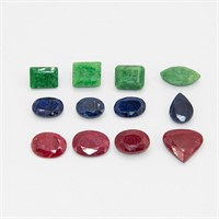 186 Cttw Parcel Of Emeralds, Rubies & Blue Sapphir