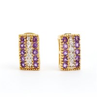 Plated 18KT Yellow Gold 1.02ctw Amethyst and Diamo