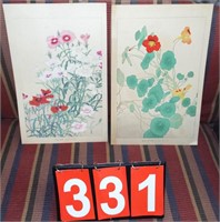 pair floral prints on paper