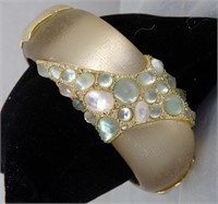 Gold Hinge Bracelet w/ Crystals