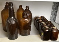 Vintage Amber Glass Bottles incl Chlorox