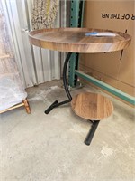 Side Accent Table- Round with Two-Tier C-Shaped