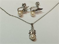 OF) 925 sterling silver necklace and clip-on