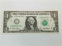OF) Uncirculated 2001 $1 STAR NOTE