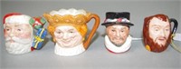 Four Royal Doulton miniature character jugs