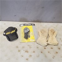 Elk Hide Gloves, Skidoo Hat, Skidoo Mirror