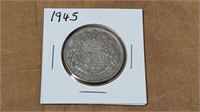 1945 Canada 50 Cent Silver Coin