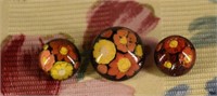 Set Of Three 2-piece Cemented Glass Buttons