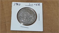 1940 Canada 50 Cent Silver Coin