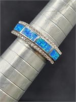 Australian Opal Inlay  Ring Sz 7 Lab Created
