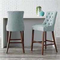 Upholstered Bar Stool with Back (Set of 2)