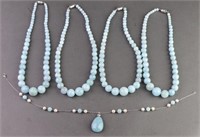 Silver, Blue Quartz & Pearl Necklaces, 5