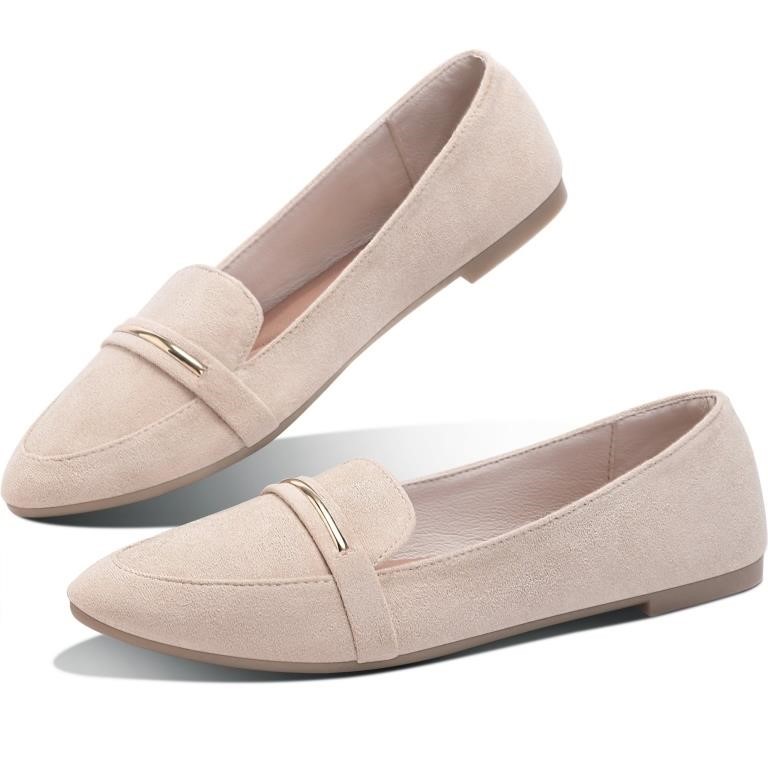 WF2258  Obtaom Pointy Toe Loafer Flat Beige US5