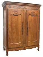FRENCH PROVINCIAL LOUIS XV STYLE FRUITWOOD ARMOIRE