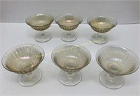 * (6) Irridescent dessert dishes Marigold