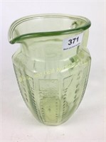 Green Princess depression glass 8" water pitcher