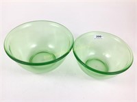 Pr: Green depression glass mixing bowls