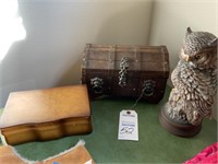 Cute wood treasure box and owl and another wood