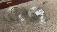 Vintage Glass Chicken Waterer Water X2