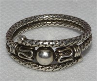 Vtg 925 Sterling Silver Tribal Style Ring Size 10
