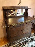 Mission Oak Buffet, mirror, drawers and doors,