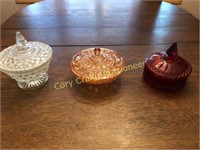 (3) glass candy dishes
