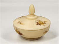 FENTON SATIN GLASS COVERED CANDY DISH
