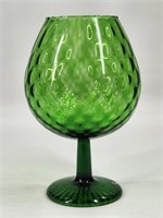 GREEN MCM 8 3/4" GLASS BRANDY