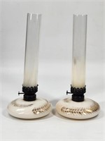 PAIR OF ANTIQUE GLASS FLUTED OIL LAMPS