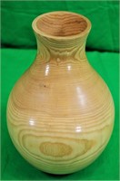 Signed 10" Blond Wooden Vase