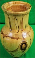 12 1/4" Wide Mouth Rimmed Lip Wooden Vase