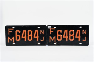 PAIR OF 1950'S NEW JERSEY LICENSE PLATES