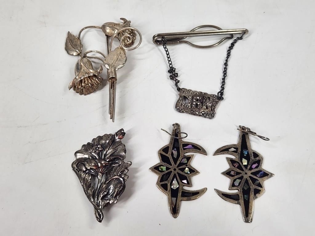 ASSORTED LOT OF STERLING SILVER & ANTIQUE JEWELRY