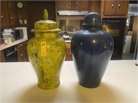 21" Vases/Urns (Navy Blue & Yellow Green)