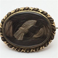 Victorian 14k Gold Mourning Brooch With Hair