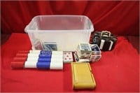 Playing Cards, Poker Chips in Storage Tote
